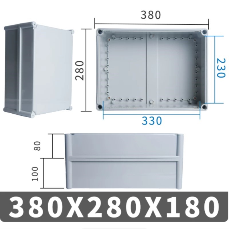 Outdoor Power Distribution Box - 1個 380x280x180mm ボタン配線用 屋内外防水ボックス