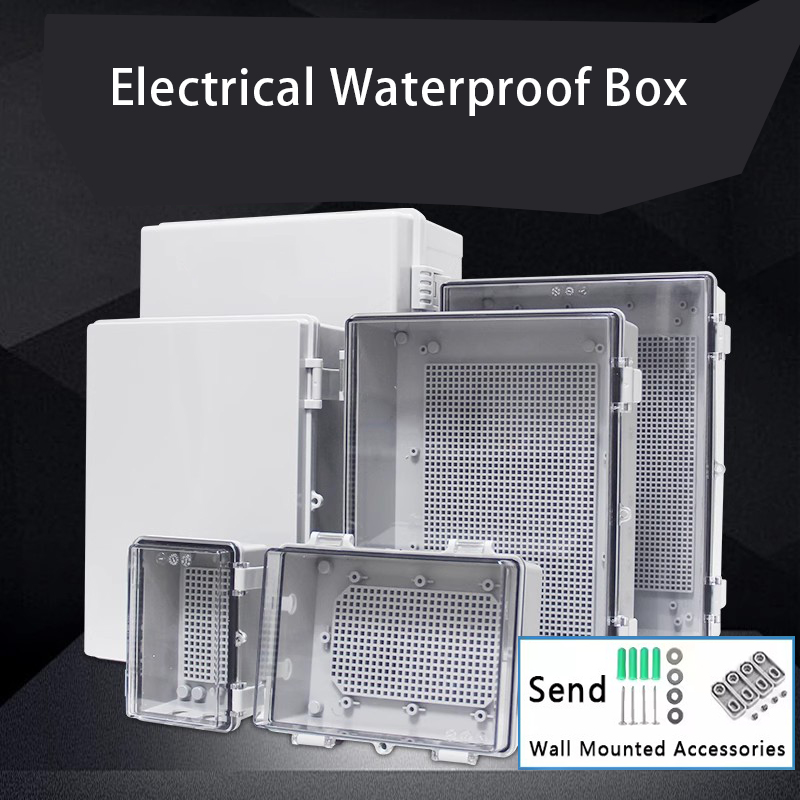 Outdoor Power Distribution Box - IP66 防水ジャンクションボックスグレー/透明電気エンクロージャ ABS プラスチック接続ボックス屋外配電ケース