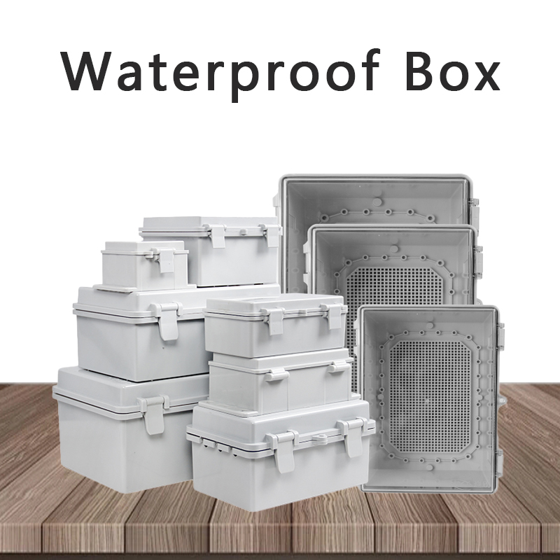 Outdoor Power Distribution Box - IP66 防水グレー/透明カバーエンクロージャ電源ジャンクションボックス ABS プラスチックヒンジ屋外電子配電ボックス