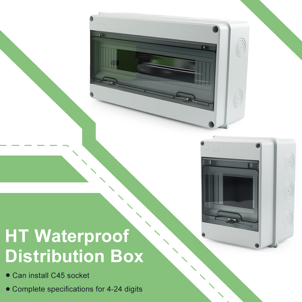 Outdoor Power Distribution Box - HTシリーズ防水配電ボックス 5/8/12/15/18/24回路 ABS樹脂製電気エンクロージャー IP65 屋外ジャンクションボックス スイッチボックス