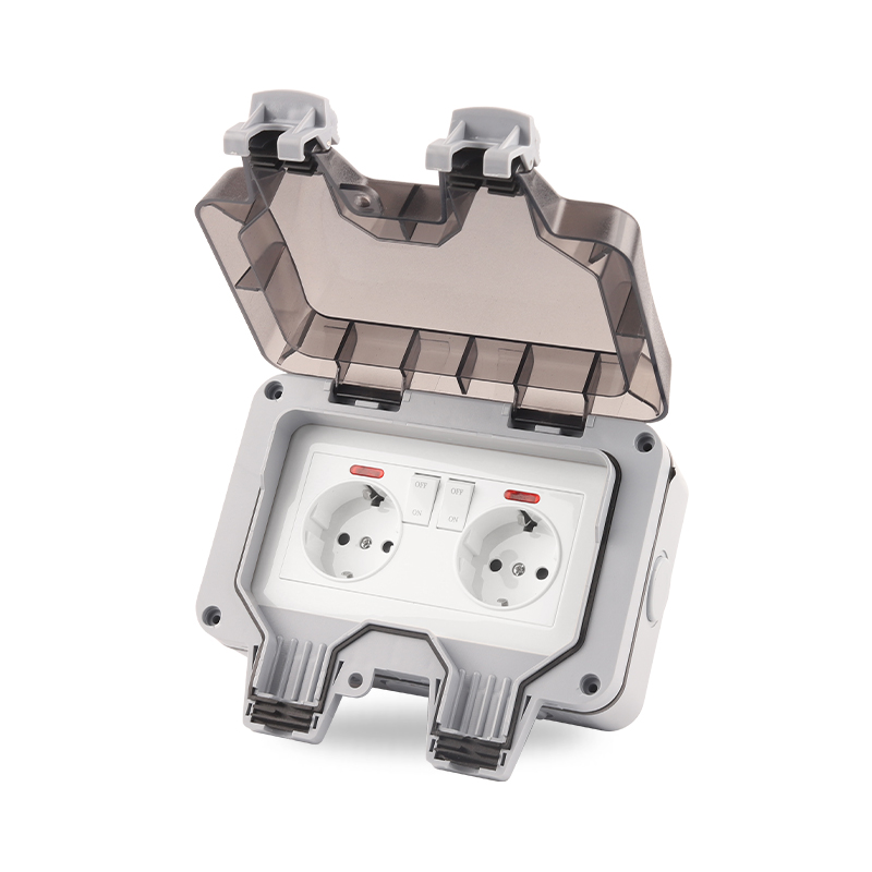 Outdoor Power Outlet Box - 防水屋外壁コンセント,ip66,EUおよびドイツ規格,16A,スイッチ付き,庭および温室用,250V