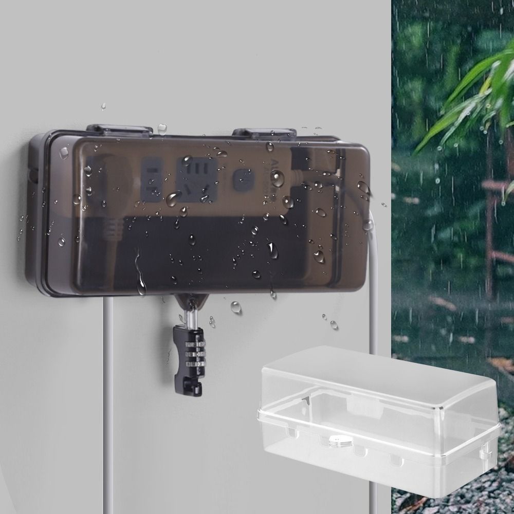 Outdoor Power Outlet Box - 耐久性のあるプラスチック製プラグボックス盗難防止耐候性延長コードカバー保護コンセント防水電源タップ収納ボックス屋外用