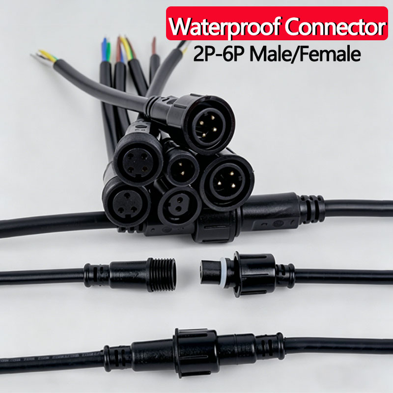 Outdoor Power Outlet - 防水ワイヤーコネクタセット 2/3/4/5/6ピン プラグソケット 0.5-1.5mm² ケーブル付き LEDライトおよび屋外用定格電気接続部