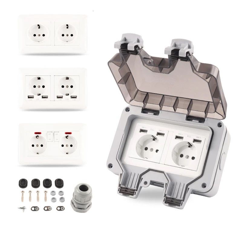 Outdoor Usb Power Strip - 防水多機能電源スイッチ,EU,ドイツ規格,USBおよび屋外照明ソケット,防水,ホーム用