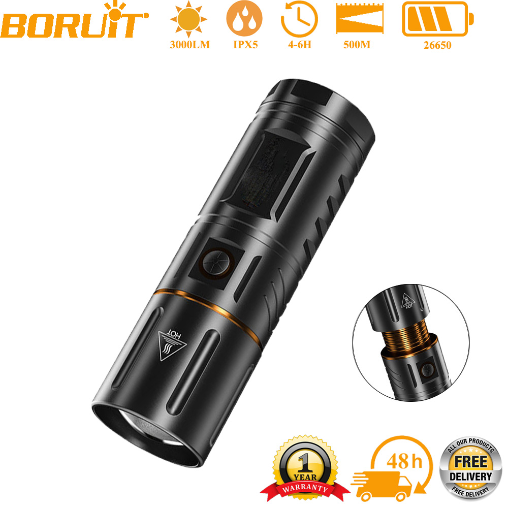 Outdoor Power Bank - BORUiT 超高輝度 3000LM LED 懐中電灯 26650