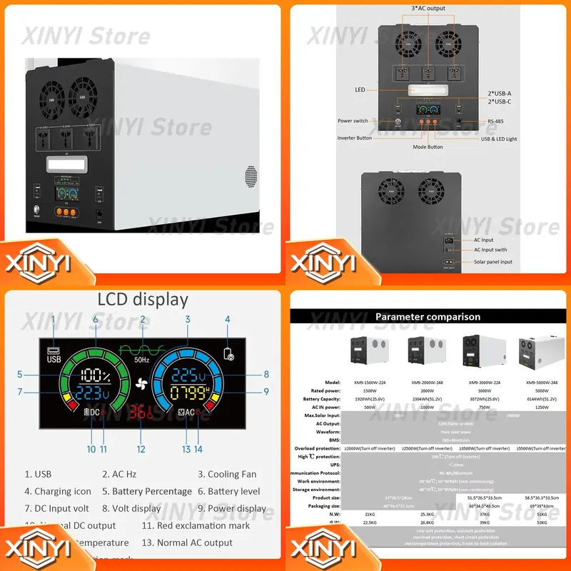 Outdoor Power Tool Storage - 3000W屋外用ポータブル電源、LiFePO4 3kWソーラー発電機、3072Wh蓄電バッテリー、2400W