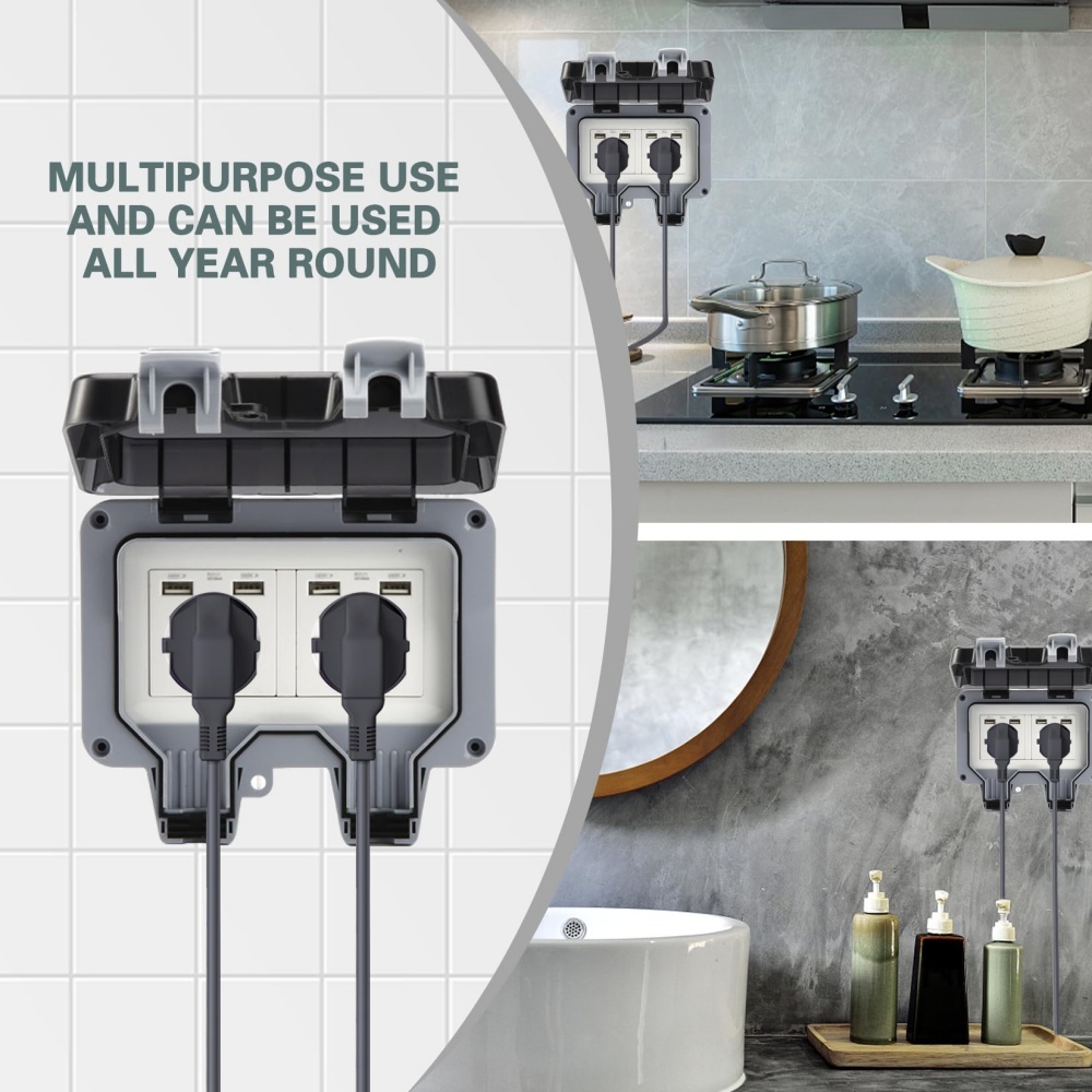 EIOMR USB 屋外防水ソケットボックス、IP66 定格 - Outdoor Usb Power Strip のレビューと価格