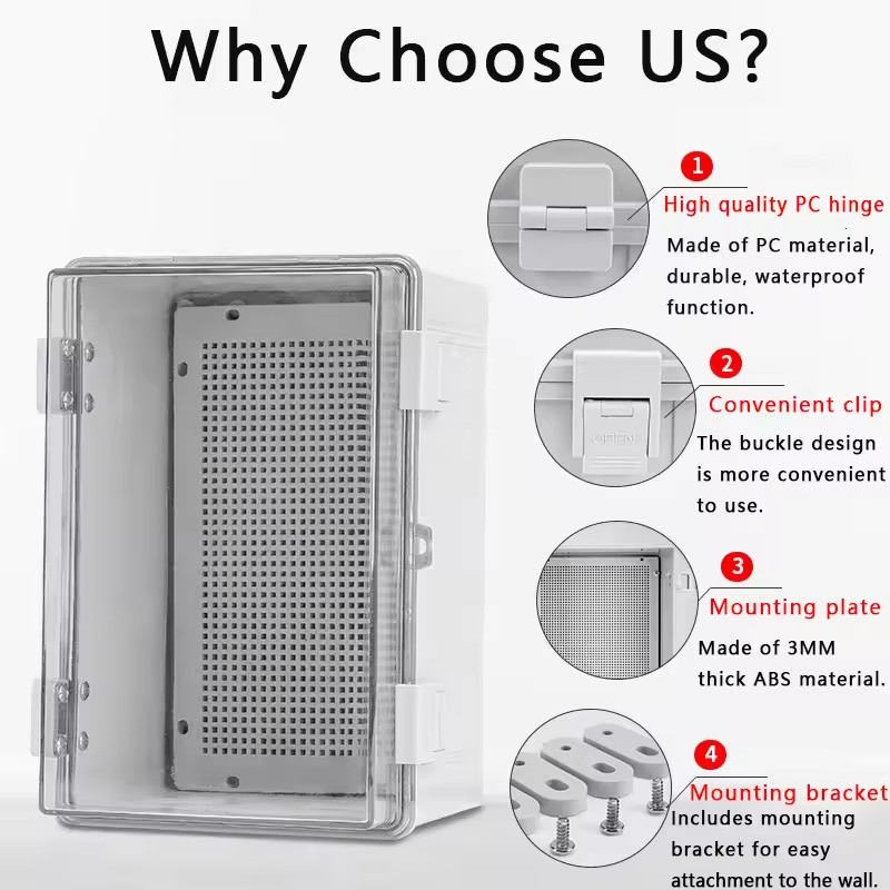 IP66 防水ジャンクションボックスグレー/透明電気エンクロ - Outdoor Power Distribution Box のレビューと価格