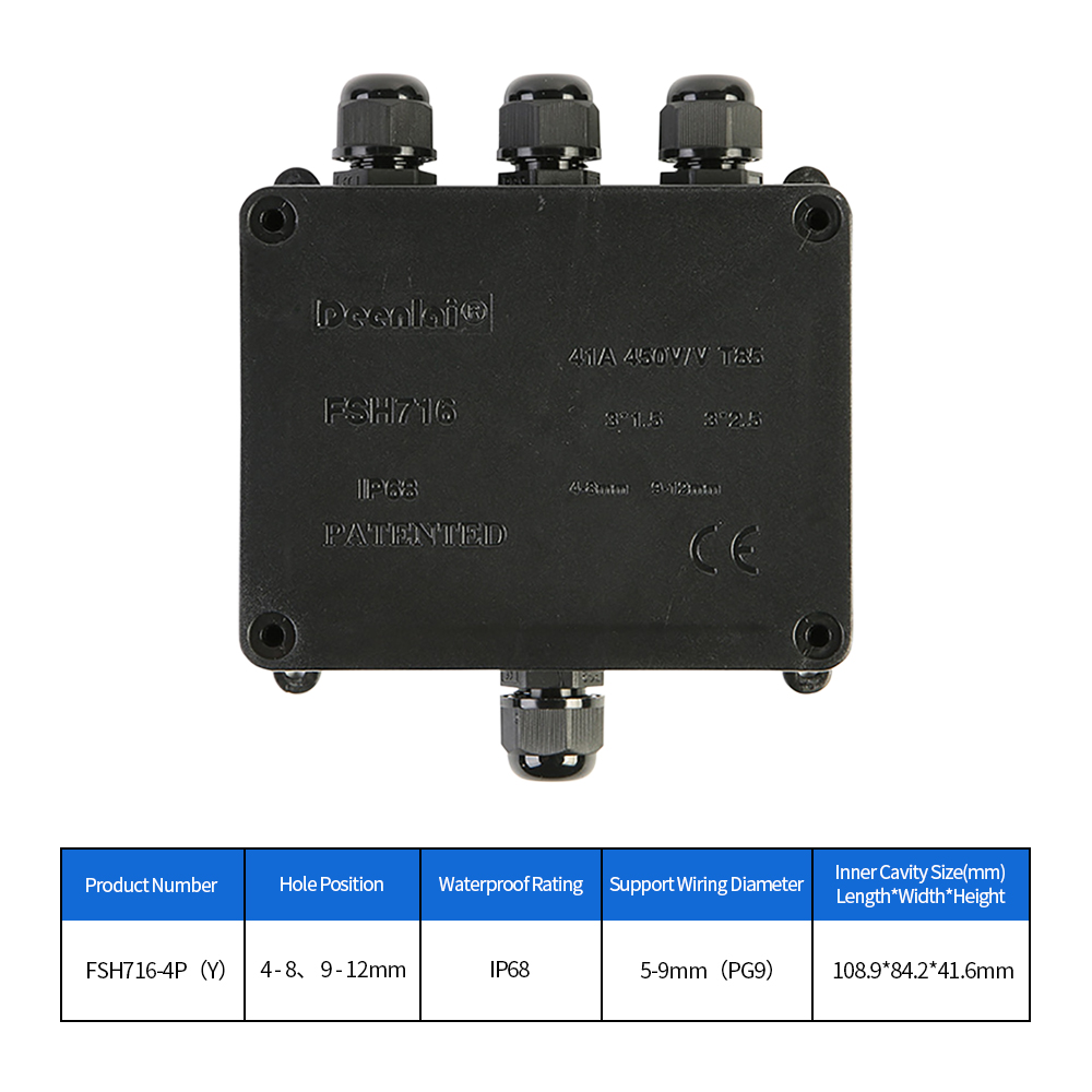 IP68 外部ジャンクションボックス 4 ウェイプラグライン - Outdoor Power Cable Junction Box のレビューと価格
