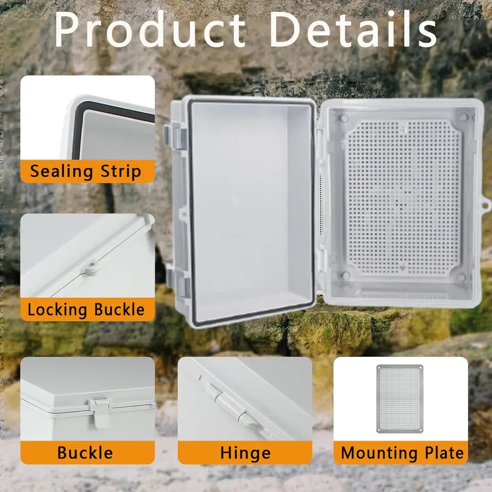 屋外IP66 ABS樹脂製ヒンジ付きプラスチック製グレー/ク - Outdoor Power Distribution Box のレビューと価格