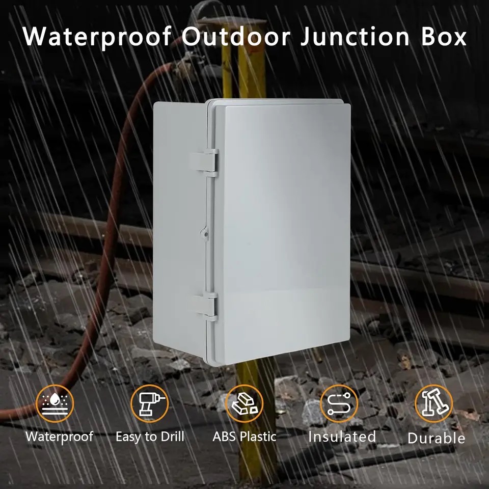 屋外IP66 ABS樹脂製ヒンジ付きプラスチック製グレー/ク - Outdoor Power Distribution Box のレビューと価格