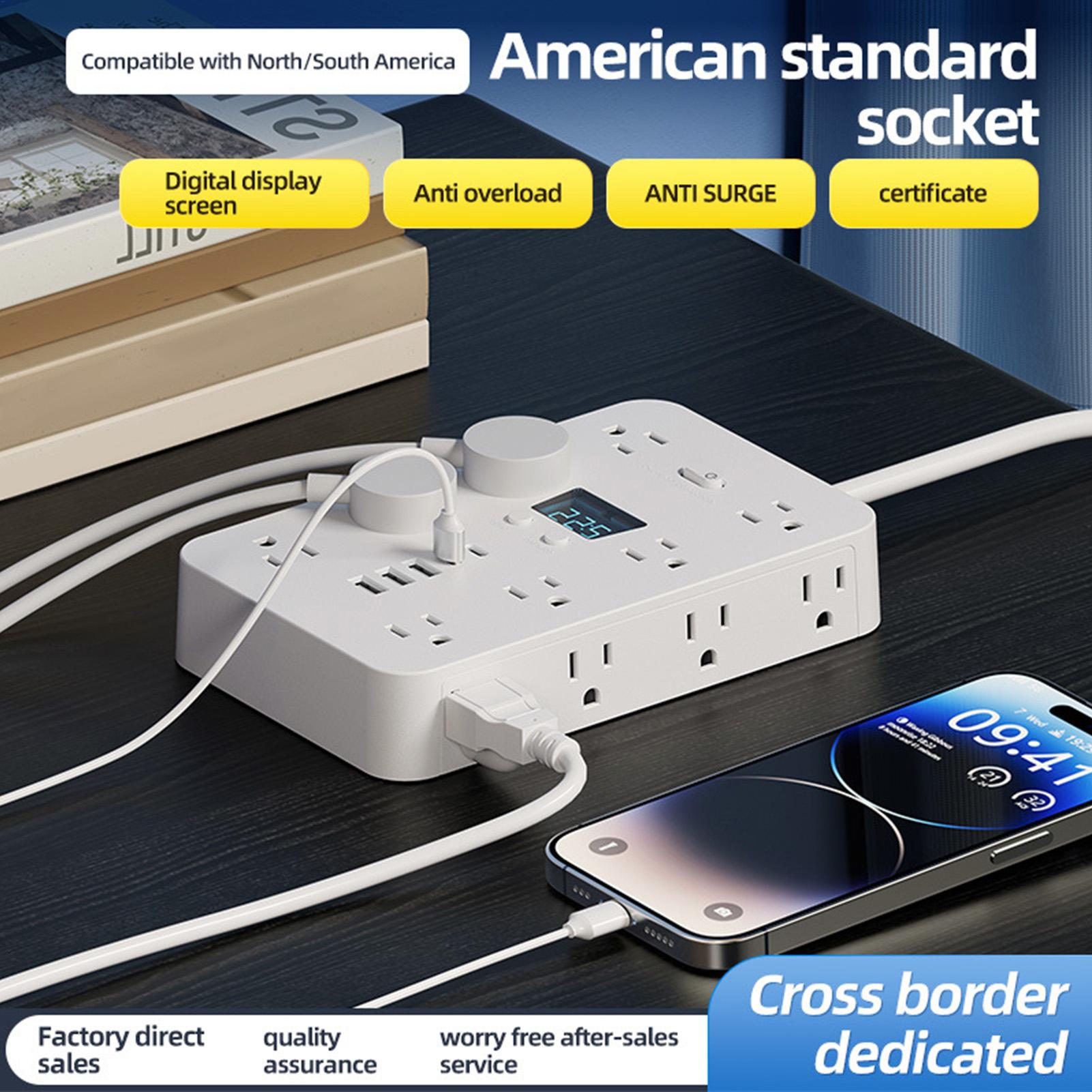 フラットプラグ電源タップ 11個のACコンセント付き ヘビー - Outdoor Usb Power Strip のレビューと価格