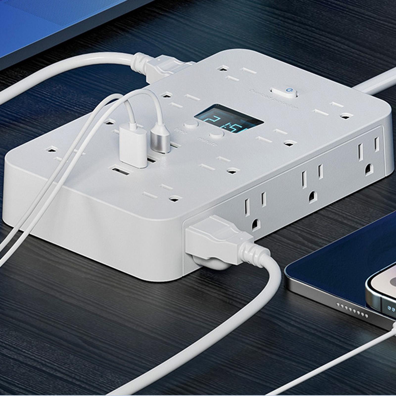 フラットプラグ電源タップ 11個のACコンセント付き ヘビー - Outdoor Usb Power Strip のレビューと価格