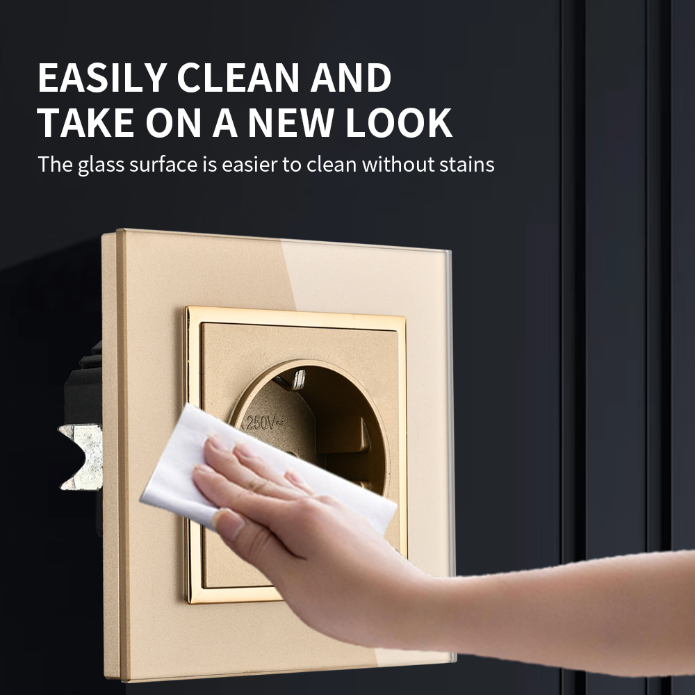 Wesa-クリスタル強化ガラスパネル,壁に埋め込まれた金のソ - Outdoor Power Outlet のレビューと価格