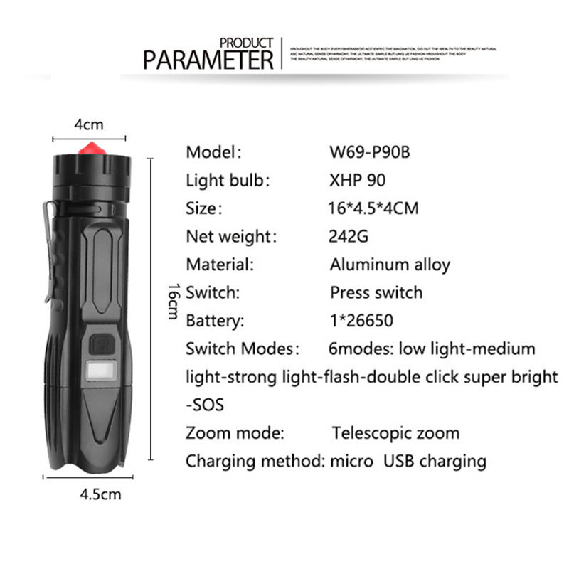 超高輝度 XHP90.2 戦術懐中電灯防水 LED トーチ  - Outdoor Power Meter Bike のレビューと価格