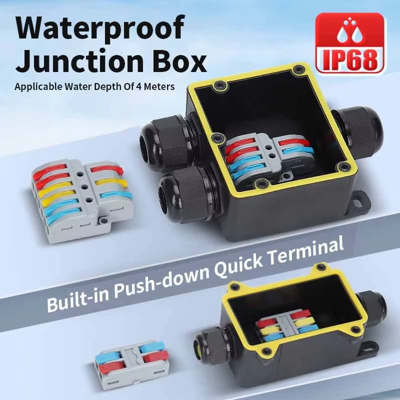防水ジャンクションボックス IP68 2ウェイプラグライン  - Outdoor Power Cable Junction Box のレビューと価格