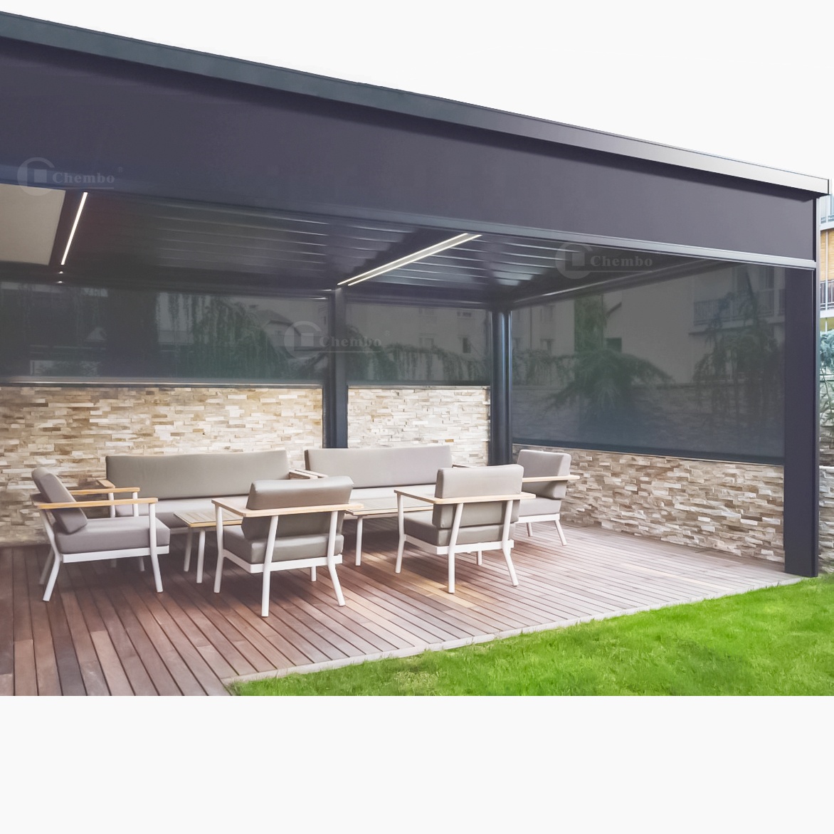 インテリジェント制御防水屋外ブラインドカスタムアルミ防風ロー - Outdoor Power Blinds のレビューと価格