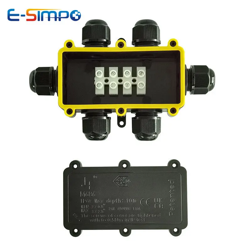 6Way 1IN5Out IP68水中電源コードジャンクショ - Outdoor Power Cable Junction Box のレビューと価格