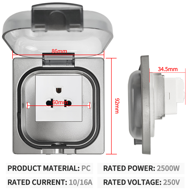 IP65防水屋外コンセント、16A高出力壁プレート、250V - Outdoor Power Outlet のレビューと価格