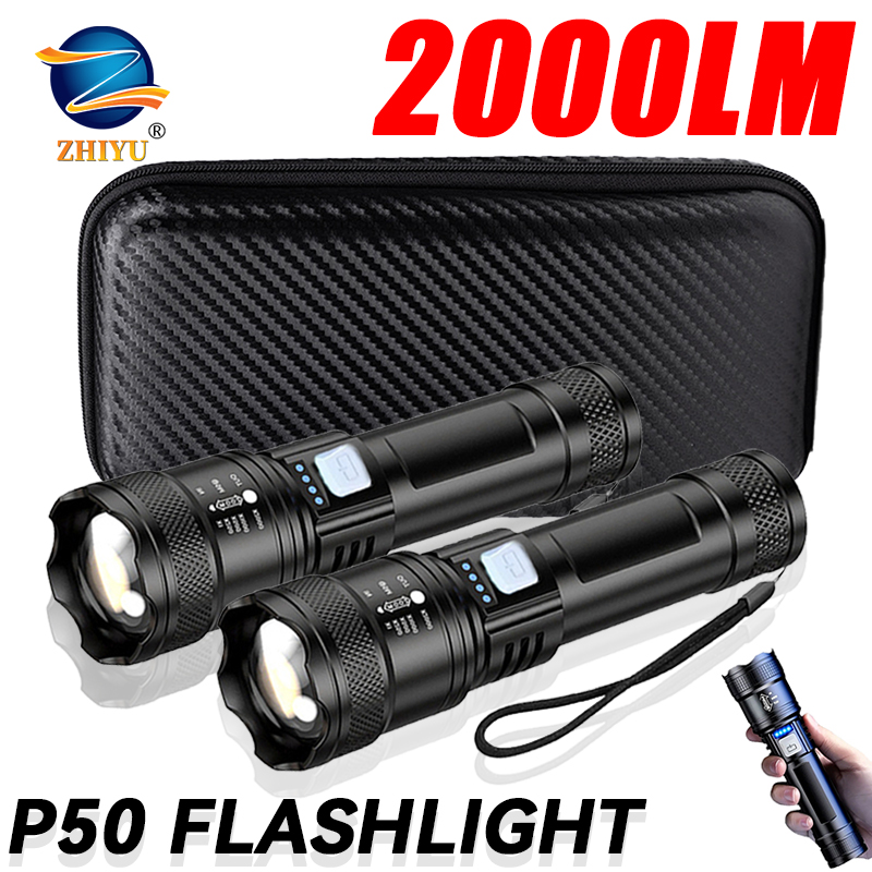 戦術的な LED 懐中電灯 2000LM USB 充電式防水 - Outdoor Power Bank のレビューと価格