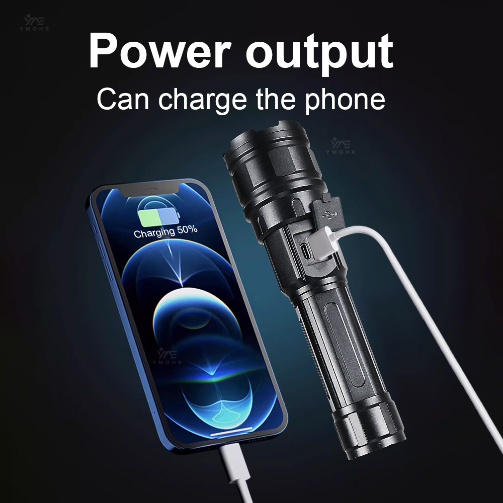 ホワイトレーザーハイパワー懐中電灯充電式ランプズーム可能な超 - Outdoor Power Bank のレビューと価格